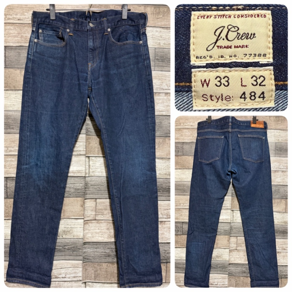 J Crew 484 Slim Jeans Men’s 33x32 Dark Wash Blue Denim